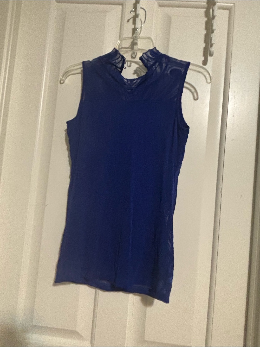 INC International Concepts Royal Blue Sleeveless Embellished Mesh Top - Picture 7 of 11